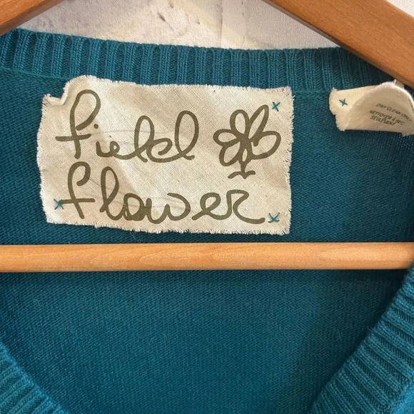 Women’s Field & Flower Anthropologie open front teal cardigan Small - Picture 3 of 4